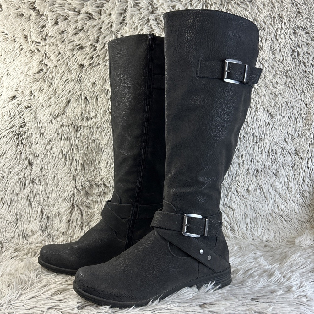 Vintage 7 Eight Black Bayrose Knee High‎ Riding Boots Equestrian Dark Academia
